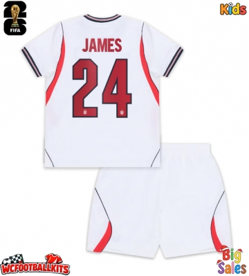 England Reece James #24 Replica Home Stadium Kit for Kids World Cup 2026 Short Sleeve (+ pants)